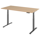 Artikelbild 1 für BaseLite elektrisch höhenverstellbarer Schreibtisch eiche rechteckig, T-Fuß-Gestell grau 160,0 x 80,0 cm, Artikelnummer 270669
