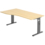 Artikelbild 1 für HAMMERBACHER OS 18 höhenverstellbarer Schreibtisch ahorn Trapezform, C-Fuß-Gestell grau 180,0 x 80,0/100,0 cm, Artikelnummer 443331