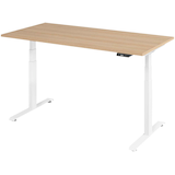 Artikelbild 1 für BaseLite elektrisch höhenverstellbarer Schreibtisch eiche rechteckig, T-Fuß-Gestell weiß 160,0 x 80,0 cm, Artikelnummer 270789