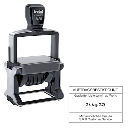 Artikelbild 18 für trodat Datumstempel mit Text individualisierbar 5480 selbstfärbend schwarz mit Logo, 1 St., Artikelnummer 591329