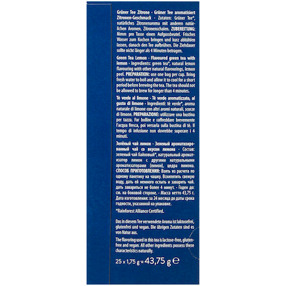 Artikelbild 8 für Meßmer Grüner Tee Zitrone Tee 25 Portionen, Artikelnummer 607519