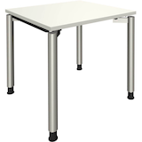 Artikelbild 1 für fm Sidney höhenverstellbarer Schreibtisch weiß rechteckig, 4-Fuß-Gestell Rundrohr silber 80,0 x 80,0 cm, Artikelnummer 353047