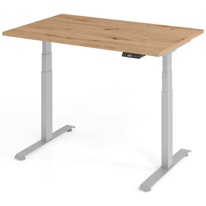 Artikelbild für BaseLite elektrisch höhenverstellbarer Schreibtisch asteiche rechteckig, T-Fuß-Gestell silber 120,0 x 80,0 cm, Artikelnummer 270437