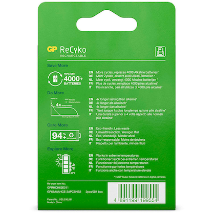 Artikelbild 3 für 2 GP Akkus ReCyko+ Micro AAA 650 mAh, Artikelnummer 290157