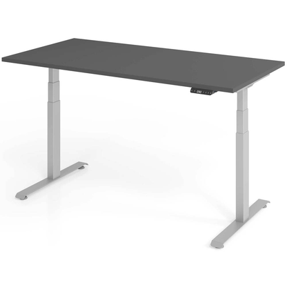Artikelbild für BaseLite elektrisch höhenverstellbarer Schreibtisch grafit rechteckig, T-Fuß-Gestell silber 160,0 x 80,0 cm, Artikelnummer 270757