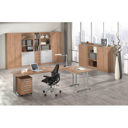 Artikelbild 6 für HAMMERBACHER Regalschrank Prokura, V7300/N/S/RE nussbaum, silber 80,0 x 42,0 x 200,4 cm, Artikelnummer 978536