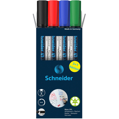 Artikelbild 2 für Schneider Maxx 293 Whiteboard- und Flipchart-Marker farbsortiert 2,0 - 5,0 mm, 4 St., Artikelnummer 154353