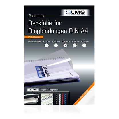 Artikelbild 4 für LMG Deckfolien für Bindemappen PREMIUM transparent, DIN A4 0,2 mm, 100 St., Artikelnummer 465548