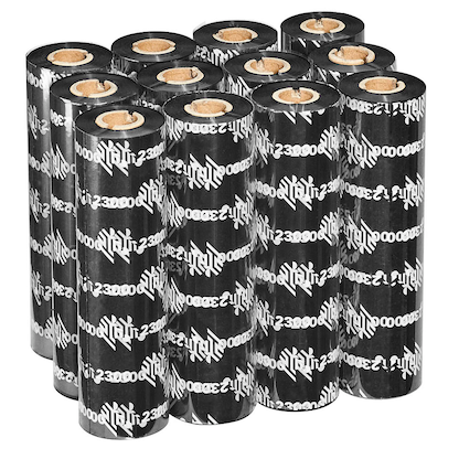 Artikelbild 1 für ZEBRA 2300 schwarz Thermo-Druckfolien, 12 Rollen, Artikelnummer 621298