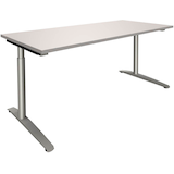 Artikelbild 1 für fm Sidney höhenverstellbarer Schreibtisch lichtgrau rechteckig, C-Fuß-Gestell Rundrohr silber 180,0 x 80,0 cm, Artikelnummer 371544
