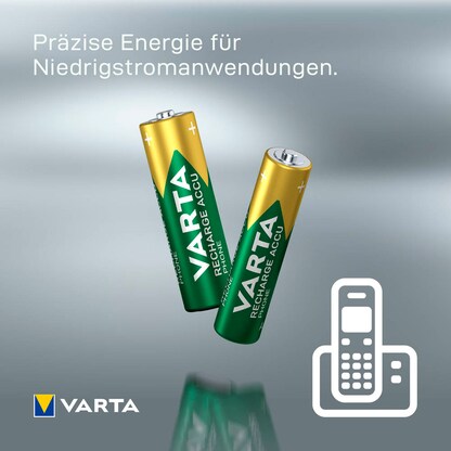 Artikelbild 4 für 2 VARTA Akkus RECHARGE ACCU Phone Micro AAA 800 mAh, Artikelnummer 495119