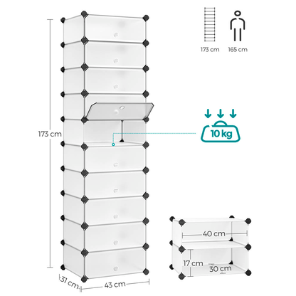Artikelbild 3 für SONGMICS Schuhschrank, LPC10W weiß 43,0 x 31,0 x 173,0 cm, Artikelnummer 439598