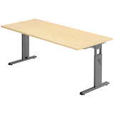 Artikelbild 1 für HAMMERBACHER OS 19 höhenverstellbarer Schreibtisch ahorn rechteckig, C-Fuß-Gestell grau 180,0 x 80,0 cm, Artikelnummer 443121