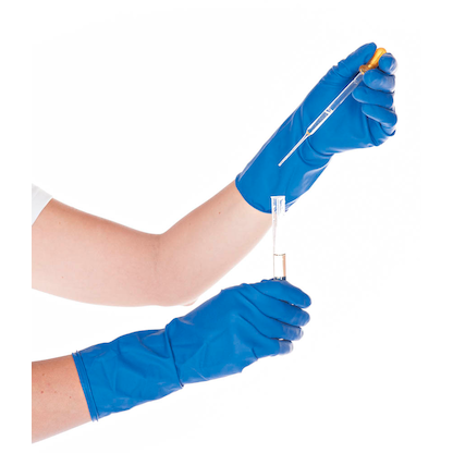 Artikelbild 3 für HYGOSTAR unisex Chemikalienschutzhandschuh High Risk blau Größe 9, 50 St., Artikelnummer 651537
