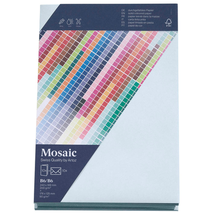 Artikelbild 2 für 10 artoz Faltkarten mit Briefumschlägen Mosaic DIN B6 hellblau, Artikelnummer 959239