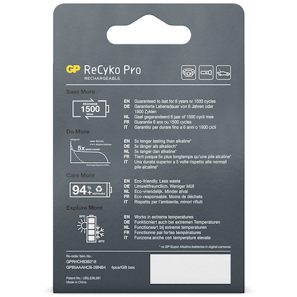 Artikelbild 3 für 4 GP Akkus ReCyko+ PRO Micro AAA 800 mAh, Artikelnummer 290191