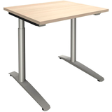 Artikelbild 1 für fm Sidney höhenverstellbarer Schreibtisch akazie rechteckig, C-Fuß-Gestell Rundrohr silber 80,0 x 80,0 cm, Artikelnummer 371627