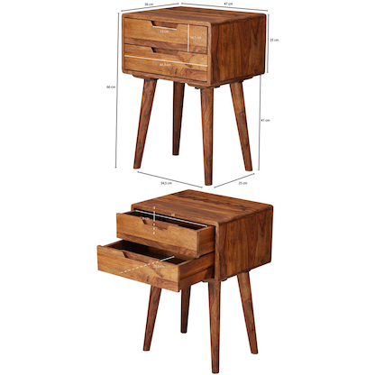 Artikelbild 2 für WOHNLING Nachttisch Massivholz sheesham 47,0 x 36,0 x 66,0 cm, Artikelnummer 906931