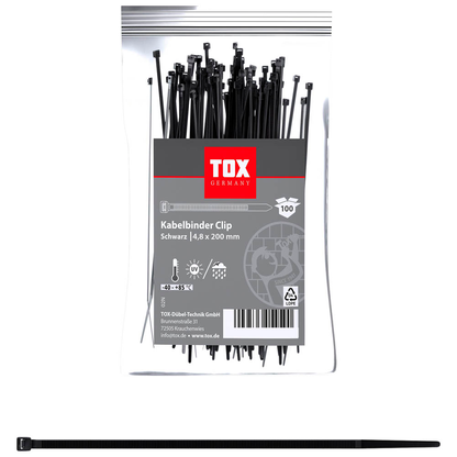 Artikelbild für 100 TOX Kabelbinder Clip schwarz, Artikelnummer 560468