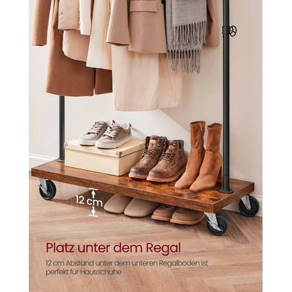 Artikelbild 7 für VASAGLE Rollgarderobe braun Metall 2 Haken 104,5 x 162,0 cm, Artikelnummer 260889