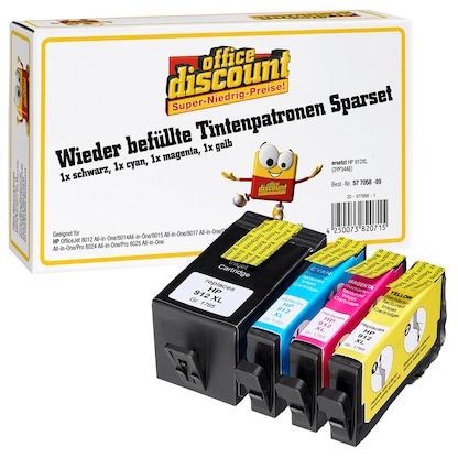 Artikelbild 19 für office discount schwarz, cyan, magenta, gelb Druckerpatronen kompatibel zu HP 912XL (3YP34AE), 4er-Set, Artikelnummer 577058