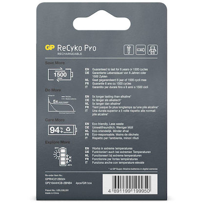 Artikelbild 4 für 4 GP Akkus ReCyko+ PRO Mignon AA 2.000 mAh, Artikelnummer 290223