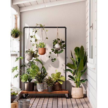 Artikelbild 5 für VASAGLE Rollgarderobe braun Metall 2 Haken 104,5 x 162,0 cm, Artikelnummer 260889