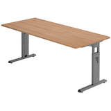 Artikelbild 1 für HAMMERBACHER OS 19 höhenverstellbarer Schreibtisch nussbaum rechteckig, C-Fuß-Gestell grau 180,0 x 80,0 cm, Artikelnummer 443172