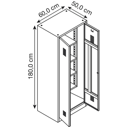 Artikelbild 3 für Gürkan Putzmittelschrank 104431 lichtgrau 60,0 x 50,0 x 180,0 cm, aufgebaut, Artikelnummer 740183