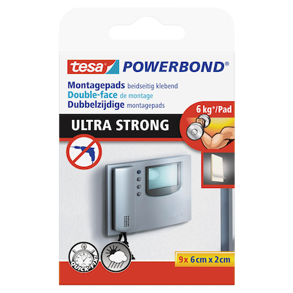 Artikelbild für tesa Powerbond ULTRA STRONG doppelseitige Klebepads für max. 6,0 kg 2,0 x 6,0 cm, 9 St., Artikelnummer 121217