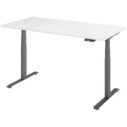 Artikelbild für BaseLite elektrisch höhenverstellbarer Schreibtisch weiß rechteckig, T-Fuß-Gestell grau 160,0 x 80,0 cm, Artikelnummer 270719