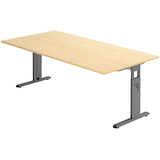 Artikelbild 1 für HAMMERBACHER OS 2E höhenverstellbarer Schreibtisch ahorn rechteckig, C-Fuß-Gestell grau 200,0 x 100,0 cm, Artikelnummer 443222