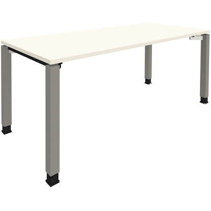 Artikelbild für fm Sidney höhenverstellbarer Schreibtisch weiß rechteckig, 4-Fuß-Gestell Quadratrohr silber 180,0 x 80,0 cm, Artikelnummer 353124