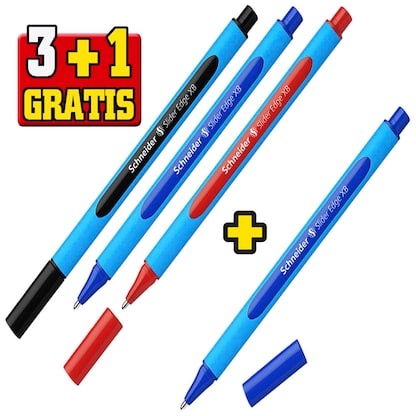 Artikelbild 6 für 3 + 1 GRATIS: Schneider Kugelschreiber Slider Edge hellblau, Schreibfarbe: farbsortiert, 3 St. + GRATIS 1 St., Artikelnummer 354220
