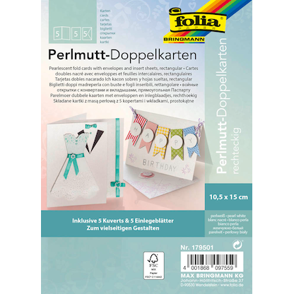 Artikelbild 20 für 5 folia Faltkarten mit Briefumschlägen pastell DIN A6 perlweiß, Artikelnummer 479234