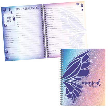 Artikelbild 4 für BRUNNEN Freundebuch Magic Butterfly ca. DIN A5 liniert, lila/roa Hardcover 80 Seiten, Artikelnummer 264269