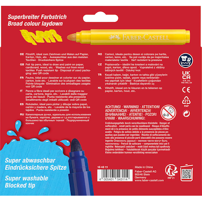 Artikelbild 2 für FABER-CASTELL Jumbo Super Washable Filzstifte farbsortiert, 12 St., Artikelnummer 277958