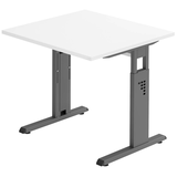 Artikelbild 1 für HAMMERBACHER OS 08 höhenverstellbarer Schreibtisch weiß quadratisch, C-Fuß-Gestell grau 80,0 x 80,0 cm, Artikelnummer 443071
