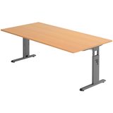 Artikelbild 1 für HAMMERBACHER OS 2E höhenverstellbarer Schreibtisch buche rechteckig, C-Fuß-Gestell grau 200,0 x 100,0 cm, Artikelnummer 443253