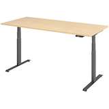 Artikelbild 1 für BaseLite elektrisch höhenverstellbarer Schreibtisch ahorn rechteckig, T-Fuß-Gestell grau 180,0 x 80,0 cm, Artikelnummer 270817