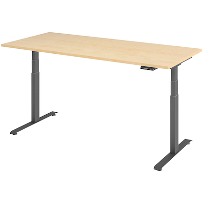 Artikelbild für BaseLite elektrisch höhenverstellbarer Schreibtisch ahorn rechteckig, T-Fuß-Gestell grau 180,0 x 80,0 cm, Artikelnummer 270817