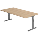 Artikelbild 1 für HAMMERBACHER OS 2E höhenverstellbarer Schreibtisch eiche rechteckig, C-Fuß-Gestell grau 200,0 x 100,0 cm, Artikelnummer 443194