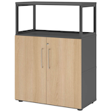 Artikelbild 1 für HAMMERBACHER Regalschrank FlexWall, VFW38T2RG/G/E/BS grafit, eiche 80,0 x 40,0 x 109,8 cm, Artikelnummer 950012