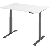 Artikelbild 1 für BaseLite elektrisch höhenverstellbarer Schreibtisch weiß rechteckig, T-Fuß-Gestell grau 120,0 x 80,0 cm, Artikelnummer 270516