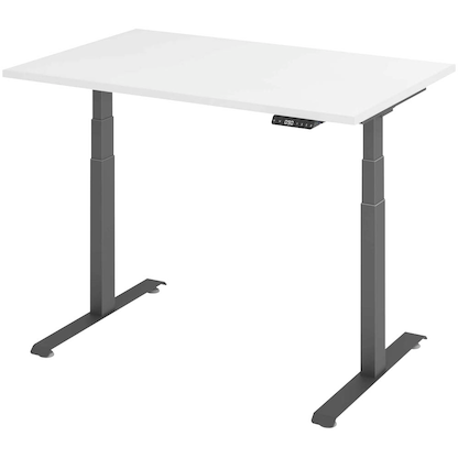 Artikelbild für BaseLite elektrisch höhenverstellbarer Schreibtisch weiß rechteckig, T-Fuß-Gestell grau 120,0 x 80,0 cm, Artikelnummer 270516