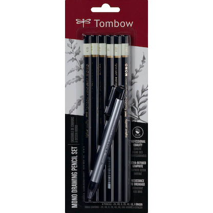 Artikelbild 12 für Tombow Mono Bleistift-Set B, HB, 2H, 2B, 4B, 6B schwarz/weiß mit Radierer, 1 Set, Artikelnummer 362479