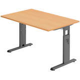 Artikelbild 1 für HAMMERBACHER OS 12 höhenverstellbarer Schreibtisch buche rechteckig, C-Fuß-Gestell grau 120,0 x 80,0 cm, Artikelnummer 443087