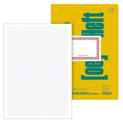 Artikelbild für Ursus Schulheft OE Recycling Lineatur 24 kariert DIN A5 Rand rundum, 40 Blatt, Artikelnummer 434314