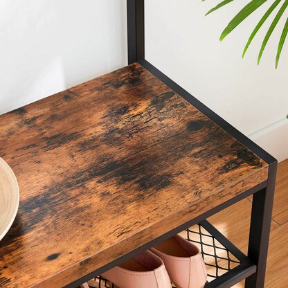 Artikelbild 6 für VASAGLE Garderobenbank mit Haken und Schuhrost HSR86BXV1 braun, schwarz Metall 100,0 cm, Artikelnummer 262786