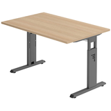 Artikelbild 1 für HAMMERBACHER OS 12 höhenverstellbarer Schreibtisch eiche rechteckig, C-Fuß-Gestell grau 120,0 x 80,0 cm, Artikelnummer 442671